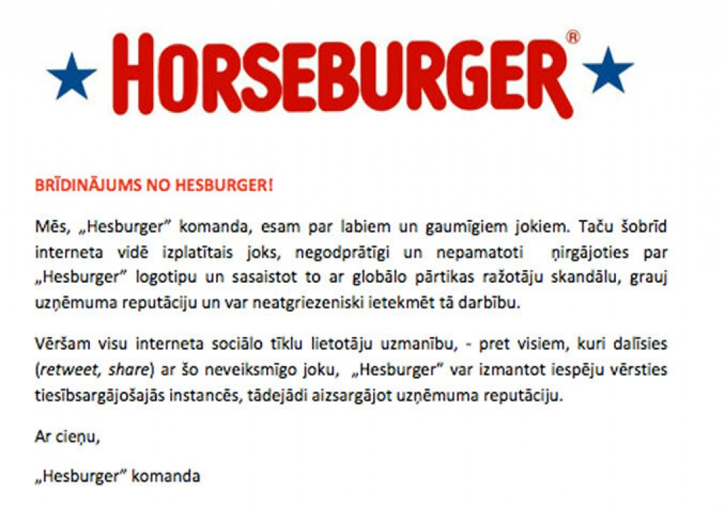 papildināta (17:14) - Hesburger brīdina jokotājus sociālajos tīklos ar vēršanos tiesībsargājošajās iestādēs