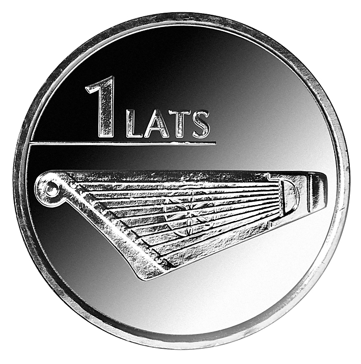 Par 1 lata monētas ar kokles attēlu laišanu apgrozībā