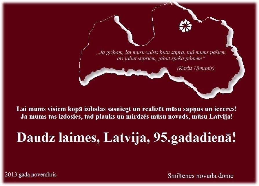Smiltenes novada domes priekšsēdētāja apsveikums novada iedzīvotājiem