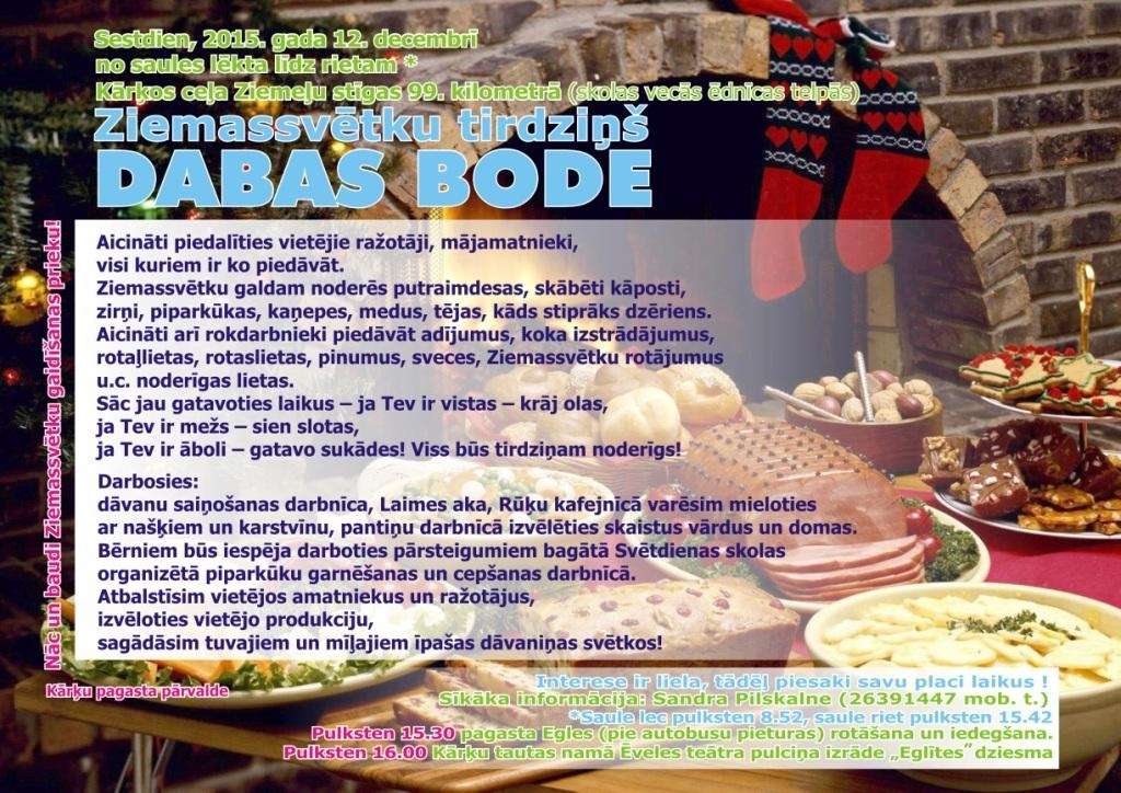 Posies, pērc, pārdod un piedalies Ziemassvētku tirdziņā „Dabas bode”!