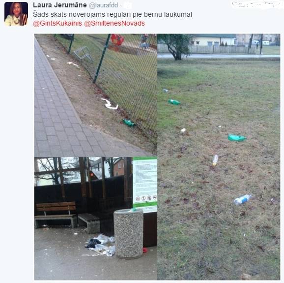 Ziņo par nekārtību bērnu rotaļu laukumā