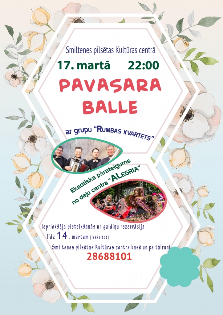 Aicina uz pavasara balli Smiltenē