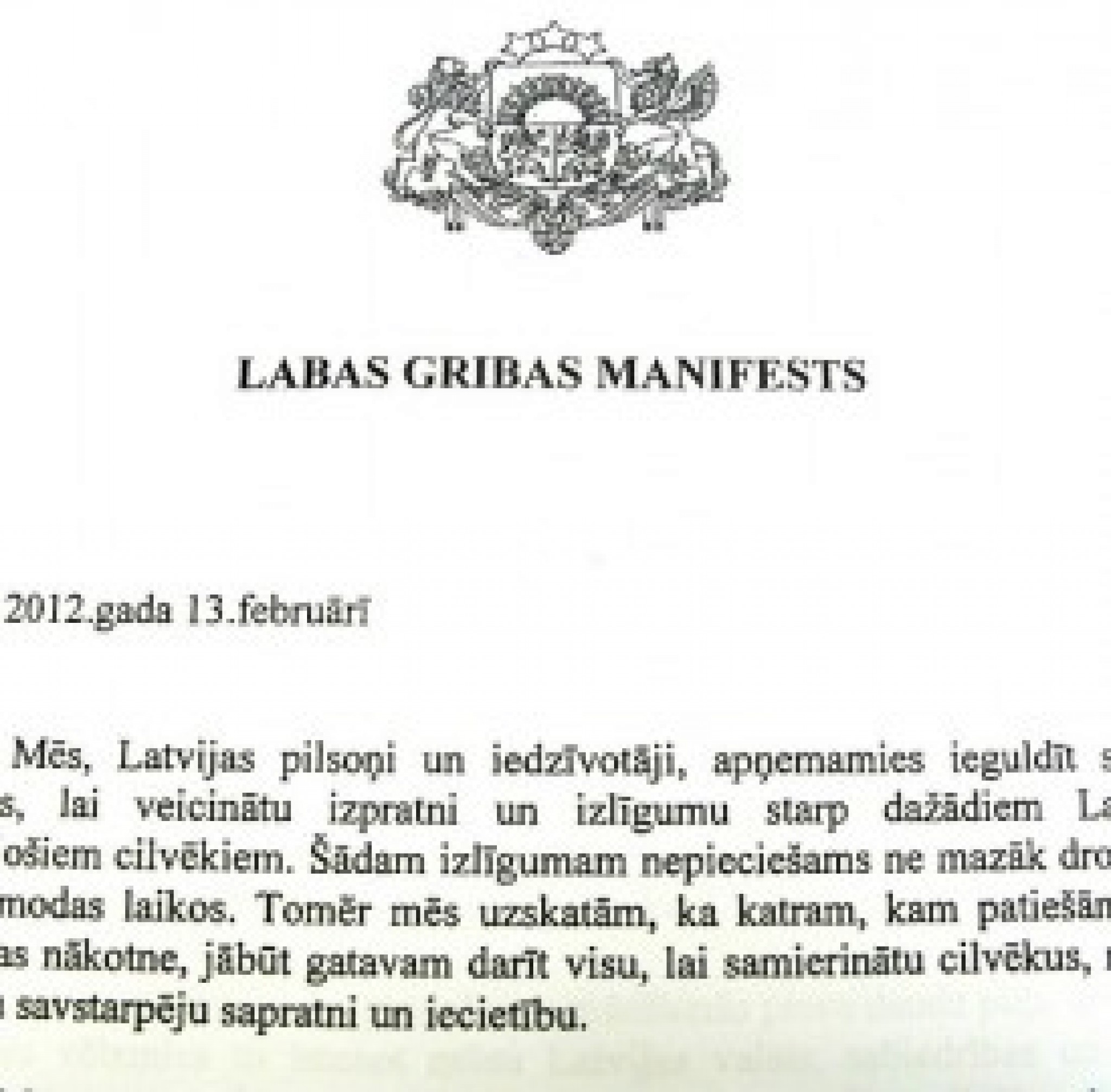 Iespējas parakstīt Labas gribas manifestu Valkā