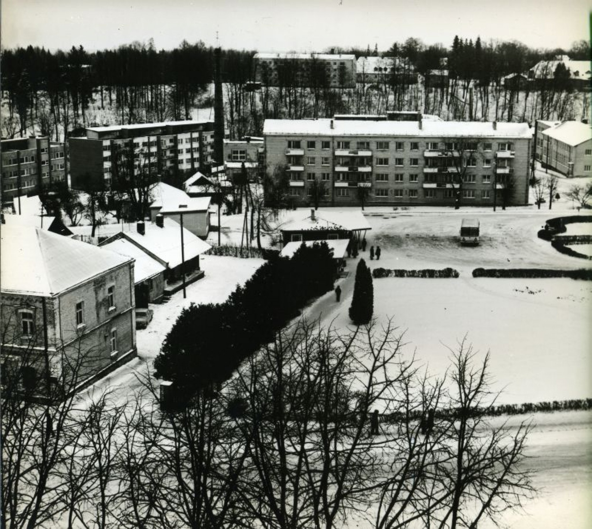 Skats uz Smilteni no baznīcas torņa (1982./1983.gads)