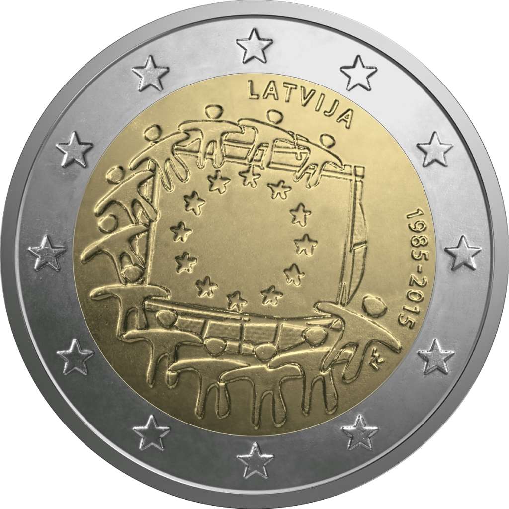 Laiž apgrozībā ES karoga jubilejai veltītu 2 eiro piemiņas monētu 