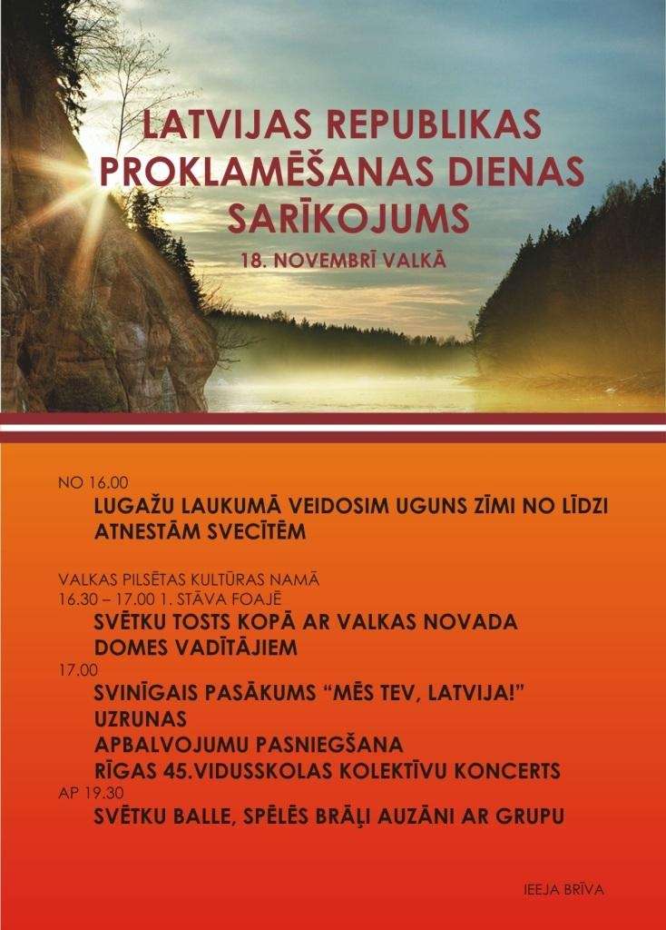 LR proklamēšanas gadadienas sarīkojums “Mēs Tev, Latvija!”