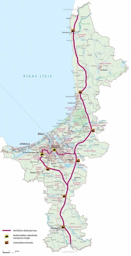 Rail Baltica trases novietojums veidos jaunas industriālās zonas Latvijā