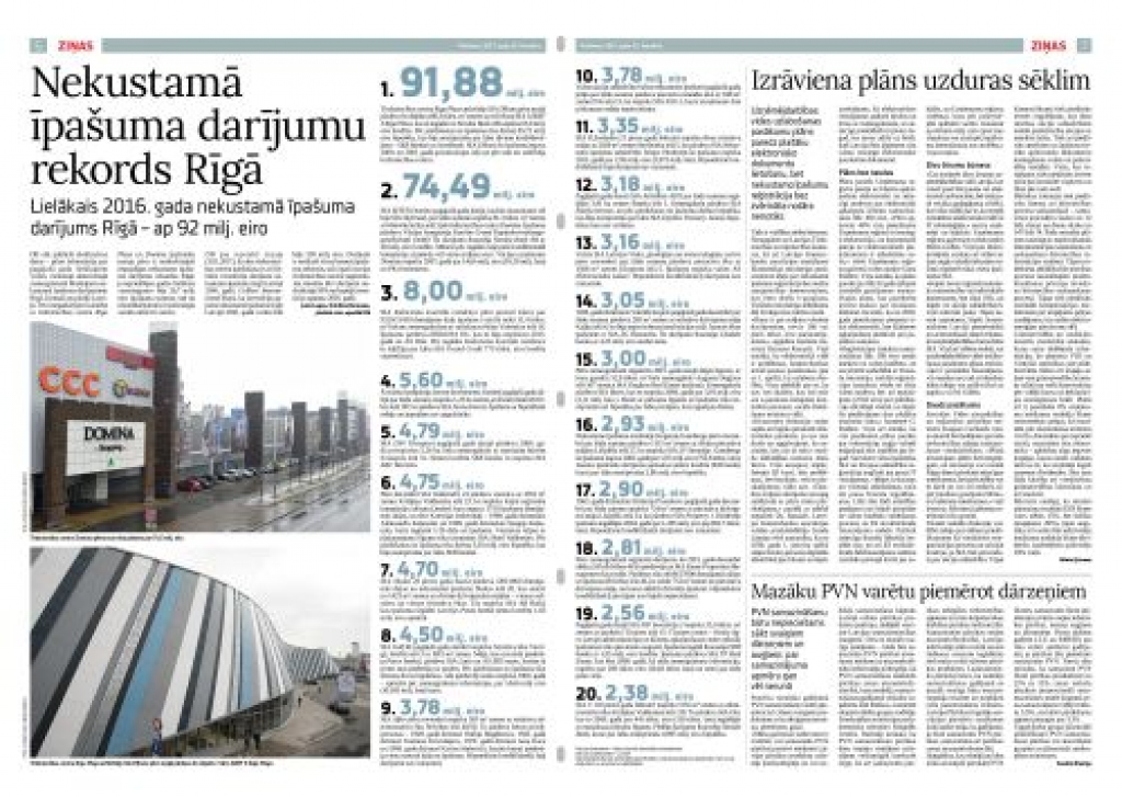 DB sāk publicēt ekskluzīvus datus: Nekustamā īpašuma darījumu rekords Rīgā
