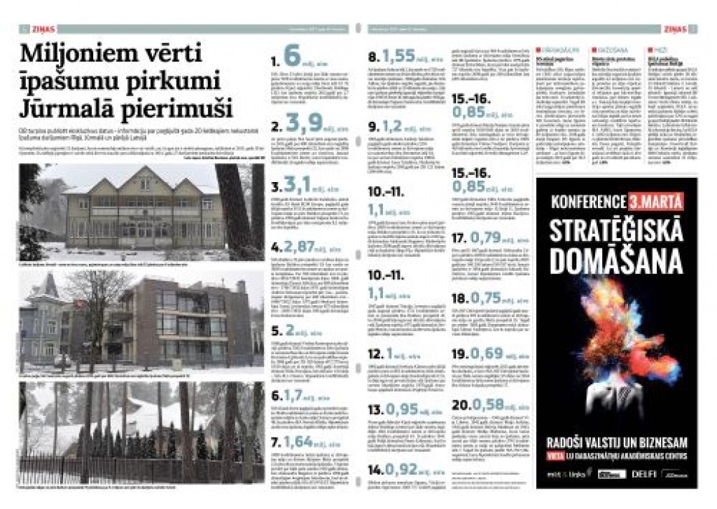 Miljoniem vērti īpašumu pirkumi Jūrmalā pierimuši