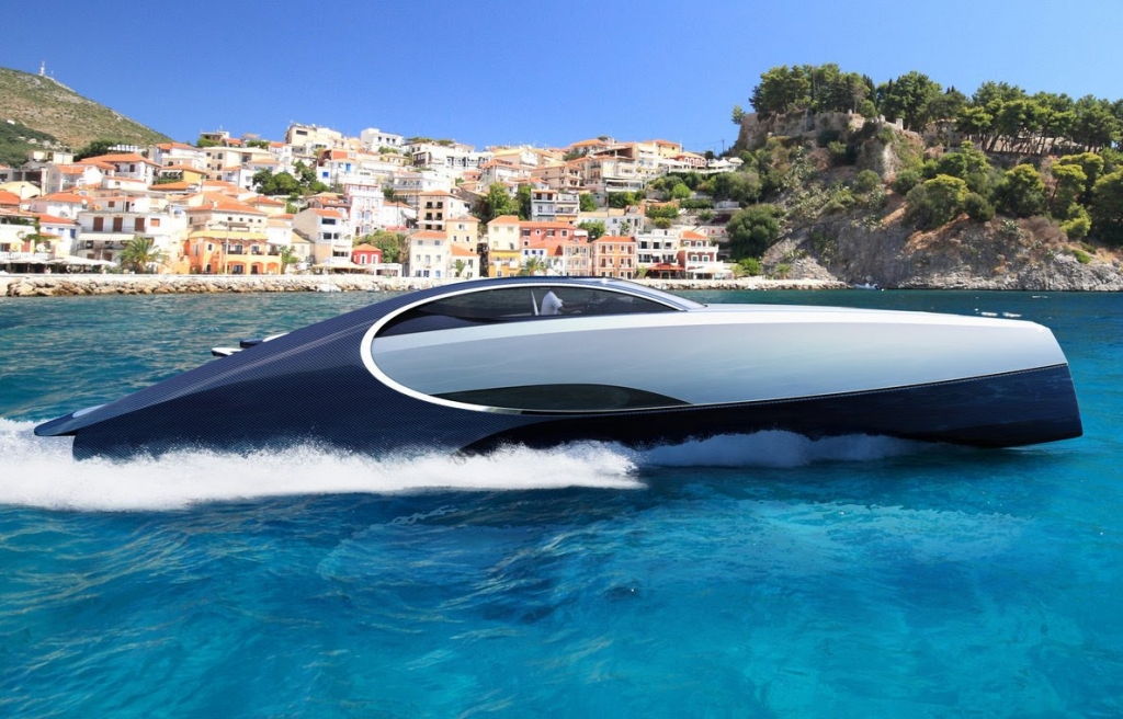 FOTO: Bugatti jaunajam superauto seko grezna sporta jahta