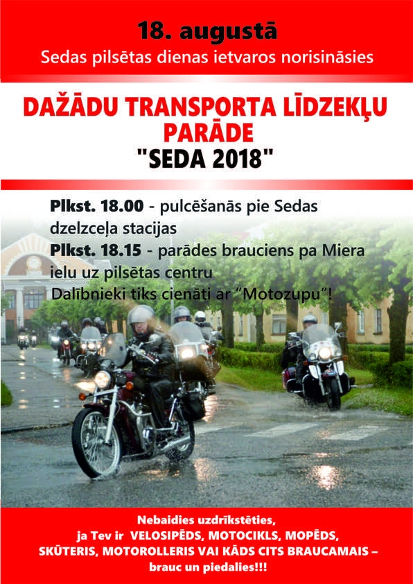 Dažādu transporta līdzekļu parāde "Seda 2018"