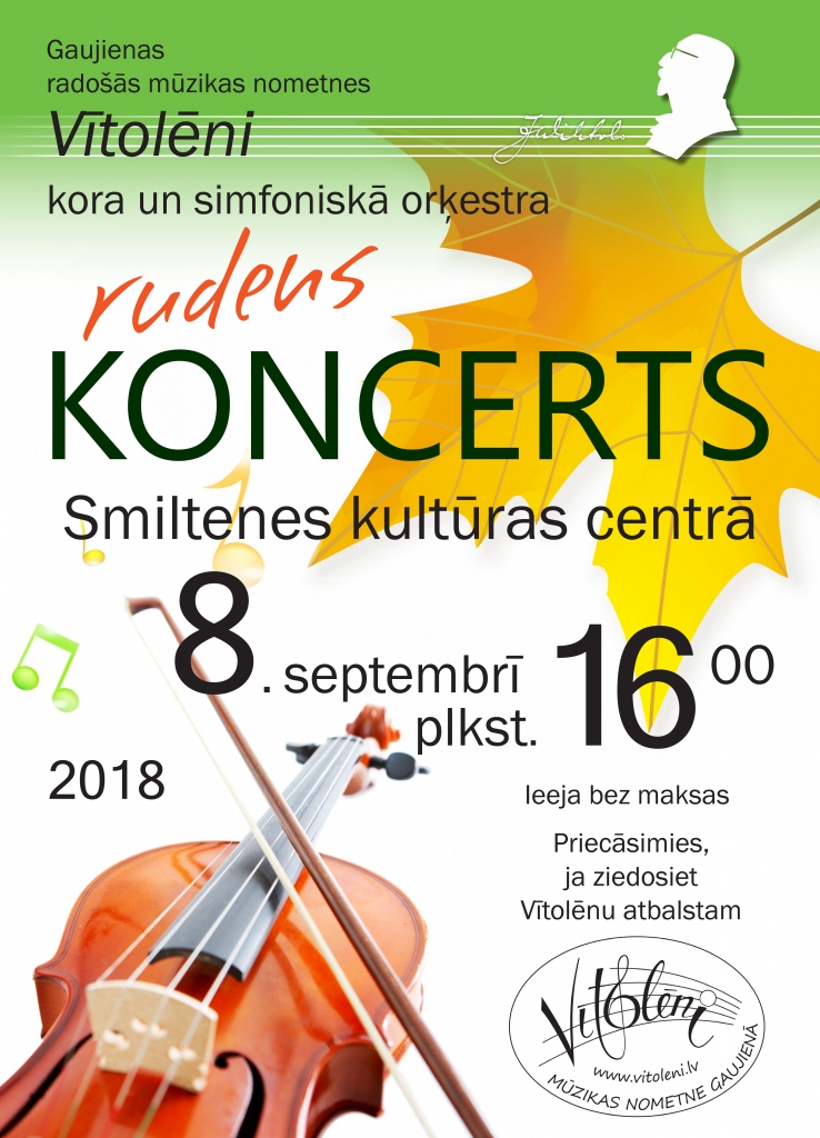 Kora un simfoniskā orķestra rudens koncerts Smiltenes pilsētas Kultūras centrā