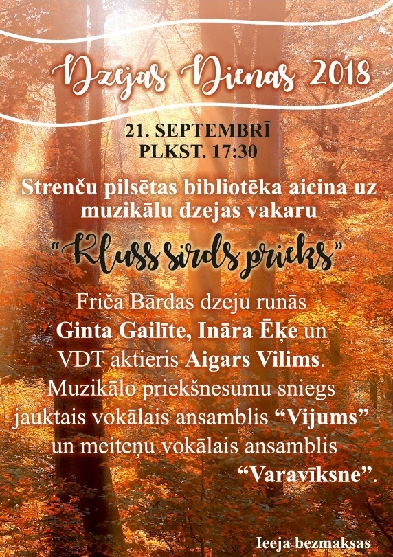 Dzejas dienas 2018 Strenču pilsētas bibliotēkā