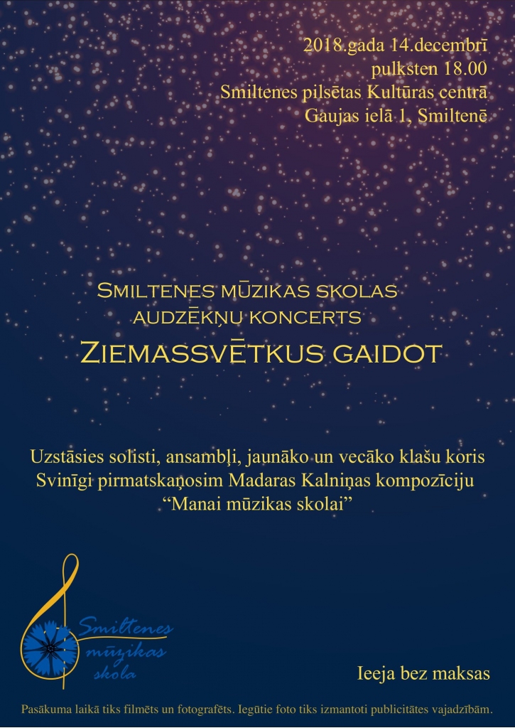 Smiltenes mūzikas skolas audzēkņu koncerts "Ziemassvētkus gaidot"