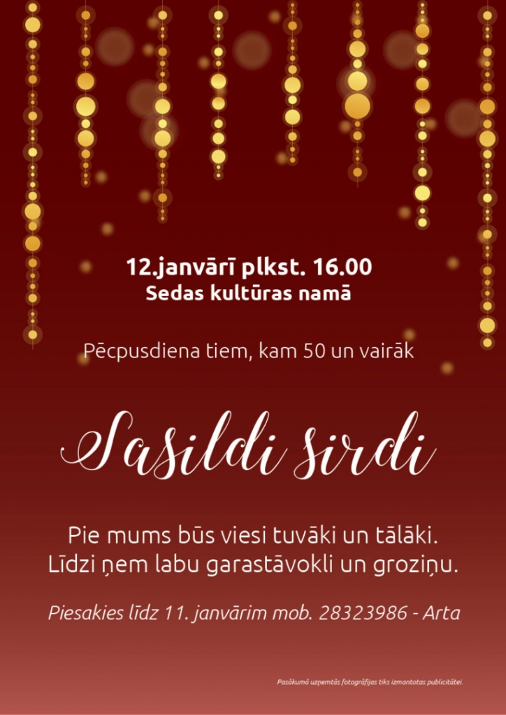 Pēcpusdiena tiem, kam 50 un vairāk "Sasildi sirdi"