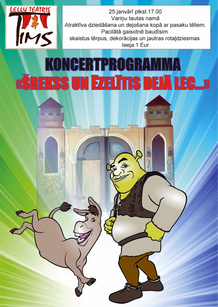 Koncertprogramma "Šreks un Ēzelītis dejā lec"