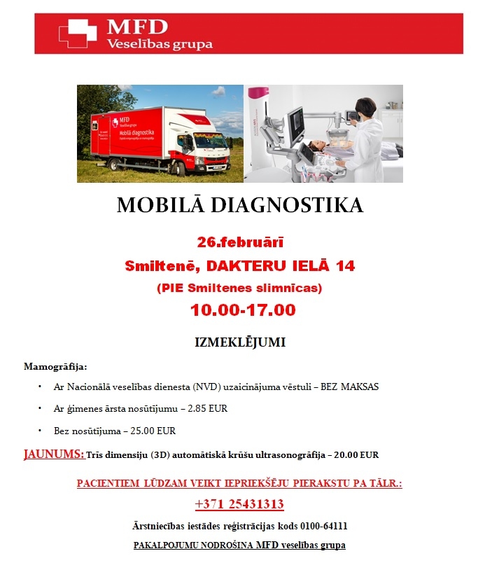 Mobilā diagnostika Smiltenē