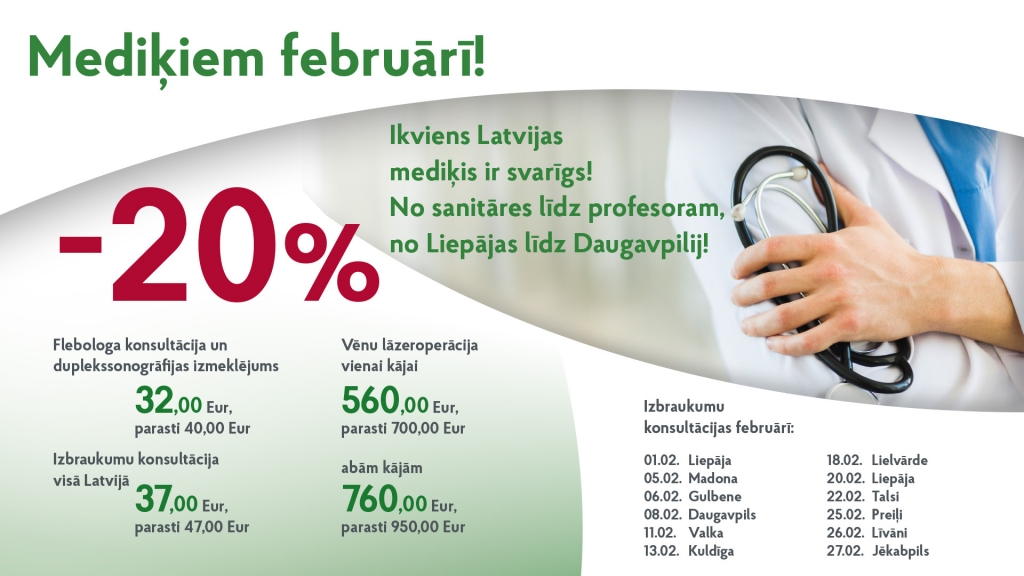 Dr. Mauriņa vēnu klīnikas flebologi februārī aicina medicīnas darbiniekus!