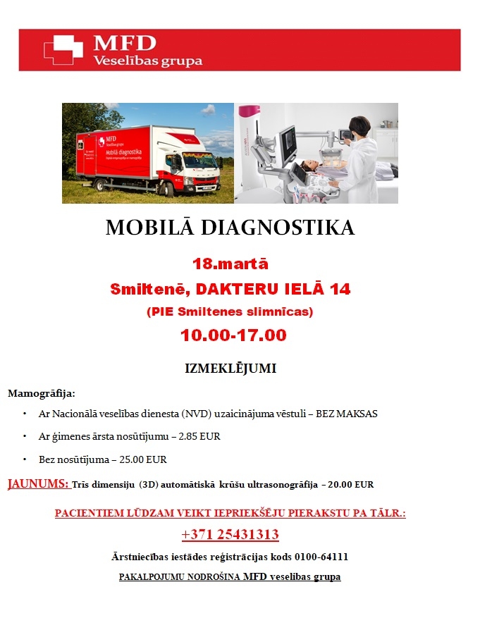 Mobilā diagnostika Smiltenē