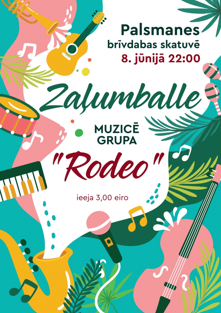 Zaļumballe ar grupu "Rodeo" Palsmanes brīvdabas estrādē