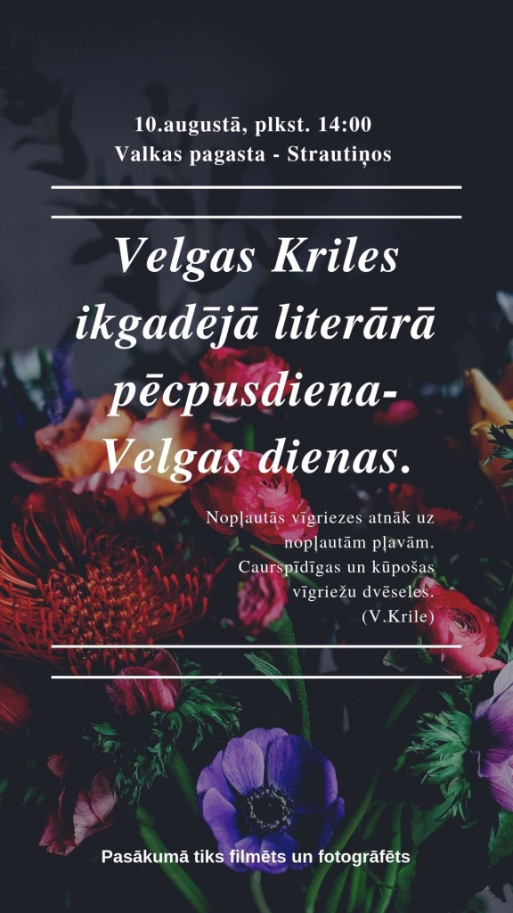 Velgas Kriles ikgadējā literārā pēcpusdiena - Velgas dienas