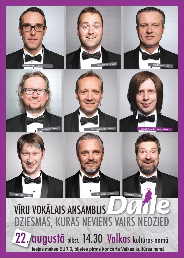 Vīru vokālā ansambļa "Daile" koncerts "Dziesmas, kuras neviens viars nedzied"