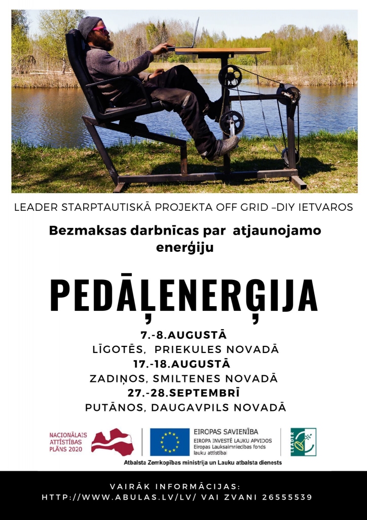 Bezmaksas darbnīca par atjaunojamo enerģiju "PEDĀĻENERĢIJA"