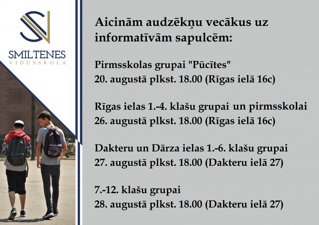 Vecāku sapulce Smiltenes vidusskolā. Rīgas ielas 1.-4.klašu grupas un pirmsskolas