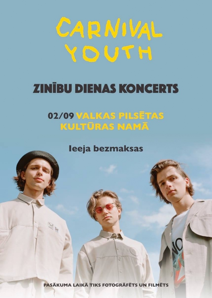Valkā Zinību dienā uzstāsies “Carnival Youth”