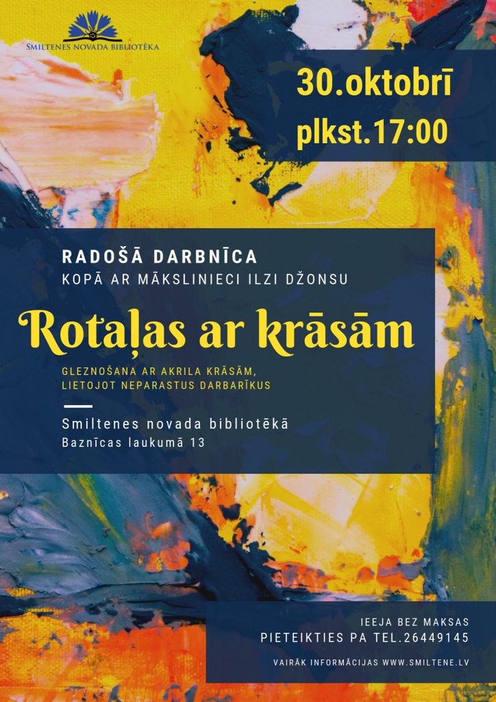 Radošā darbnīca kopā ar mākslinieci Ilzi Džonsu "Rotaļas ar krāsām"