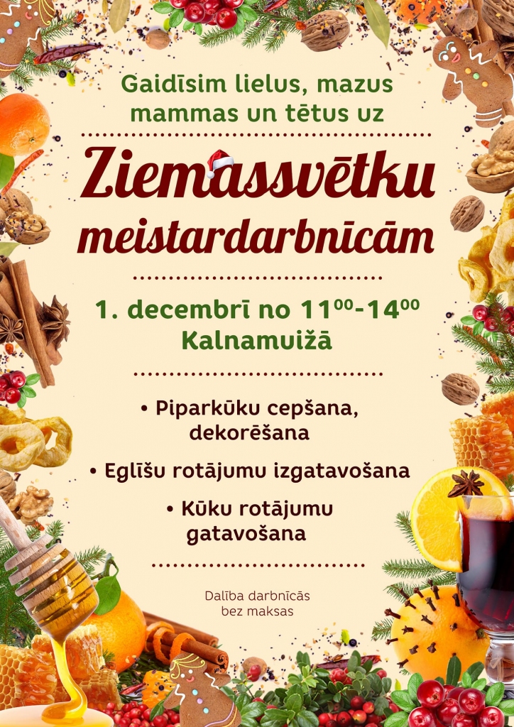 Ziemassvētku meistardarbnīcas Kalmnuižā