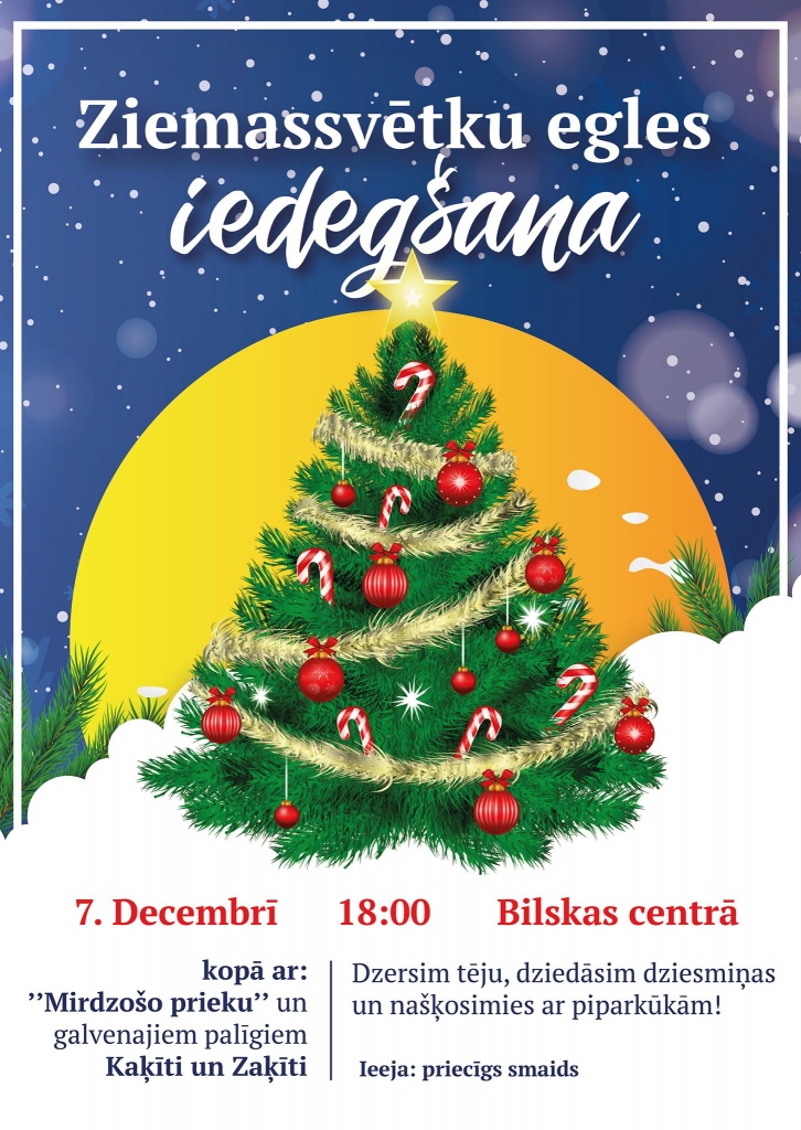 Ziemassvētku egles iedegšana Bilskā