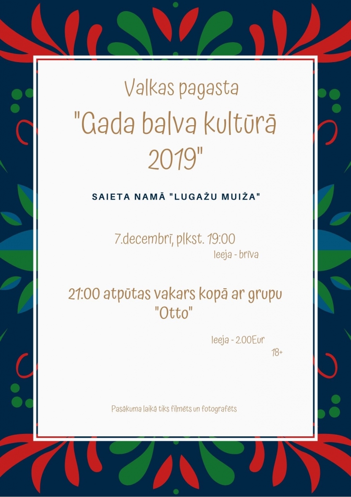 Valkas pagasta "Gada balva kultūrā 2019"