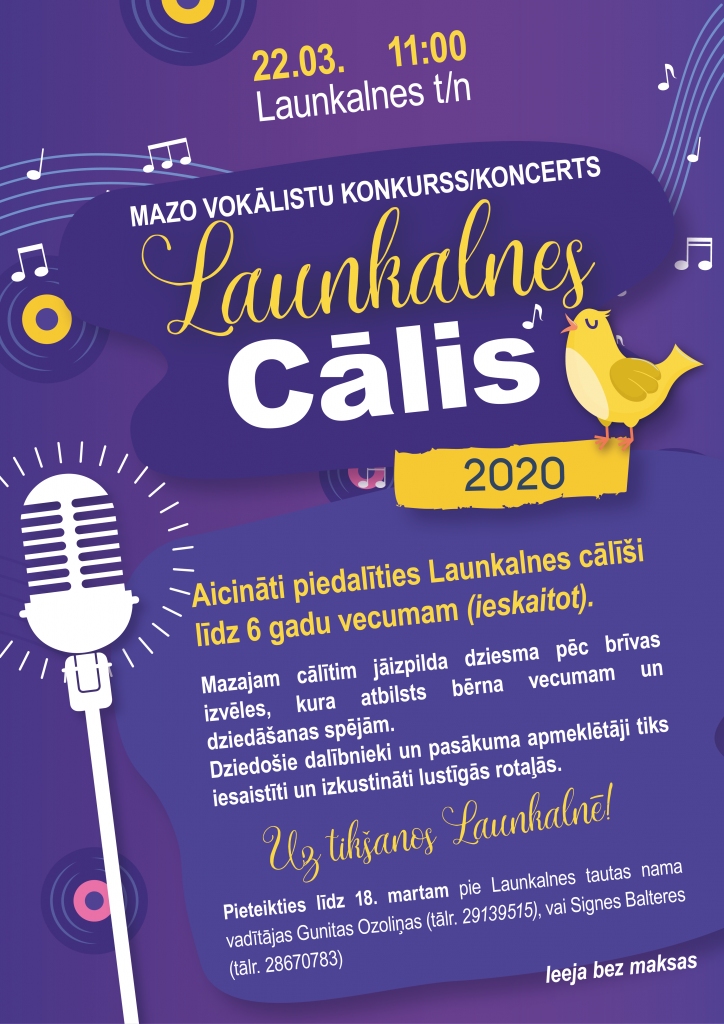 Mazo vokālistu konkurss "Launkalnes Cālis 2020" 