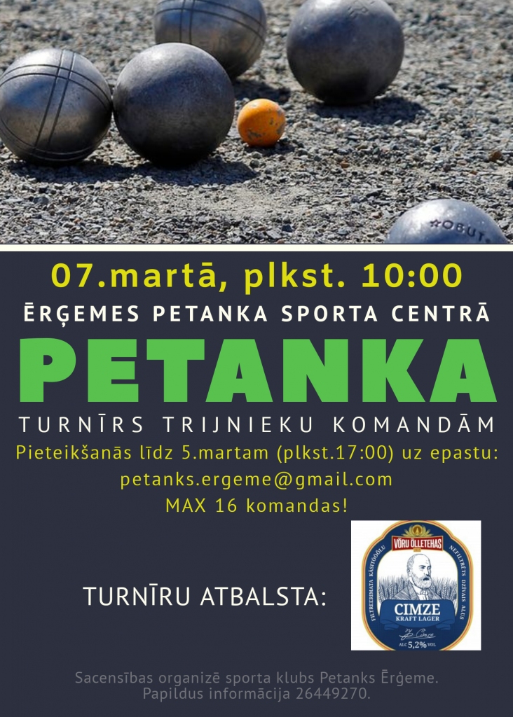 Petanka turnīrs trijnieku komandām