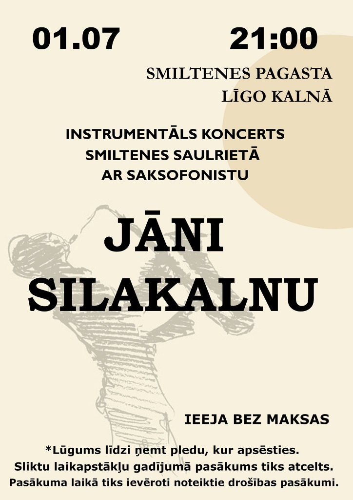 Instrumentāls koncerts ar saksofonistu Jāni Silakalnu