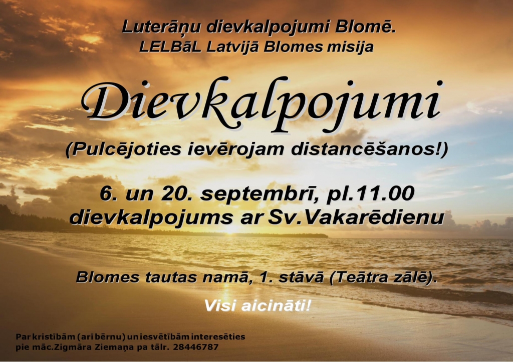 Luterāņu dievkalpojums Blomē