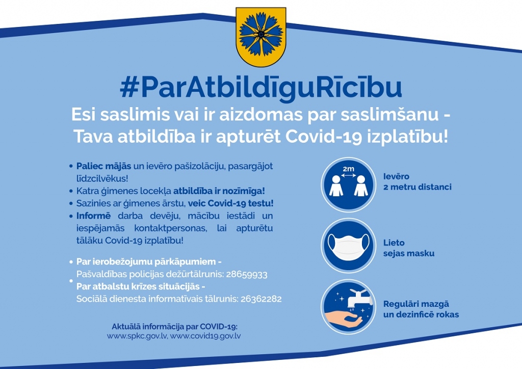 Tava atbildība ir apturēt Covid-19 izplatību!