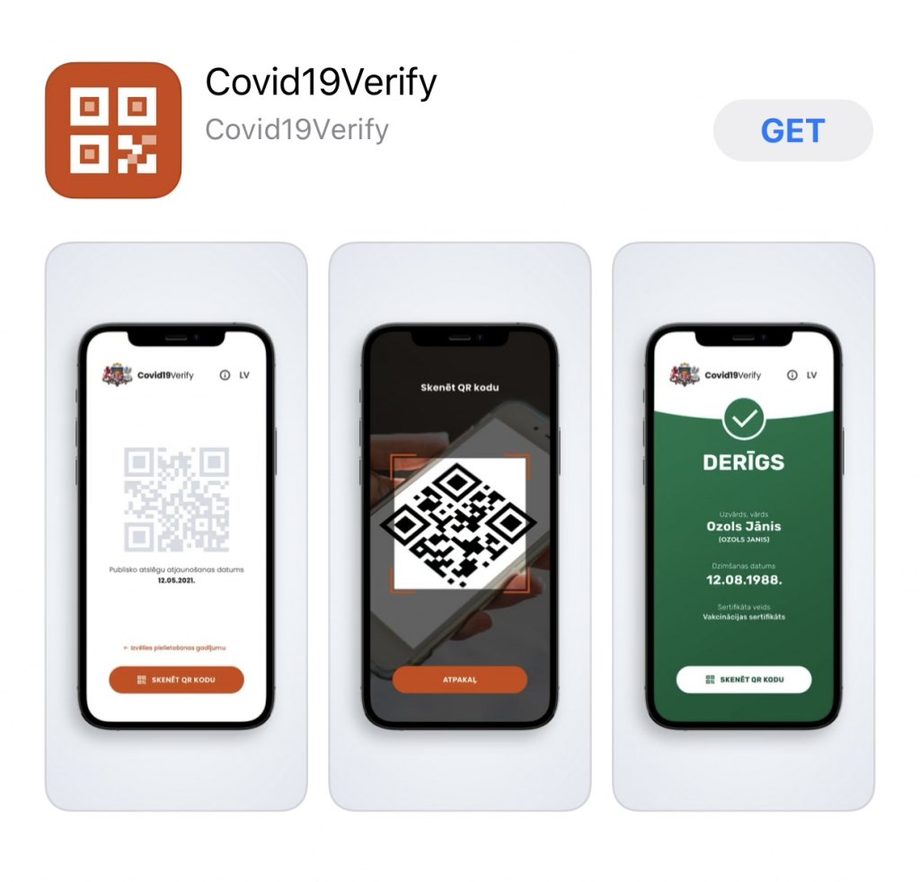 Pieejama mobilā aplikācija digitālo Covid-19 sertifikātu pārbaudei